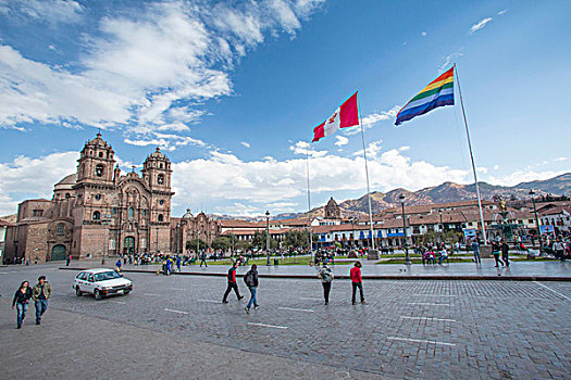 南美,秘鲁,库斯科市,教堂,广场