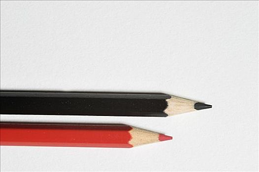 黑色,红色,铅笔,躺着,白色,纸板