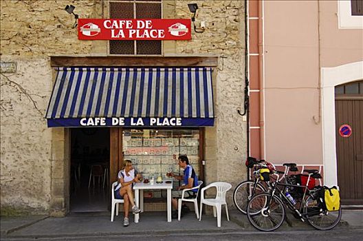 骑车,咖啡,地点,法国,欧洲
