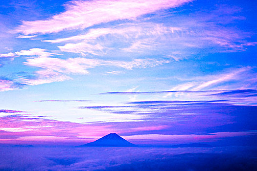 山,富士山,朝霞