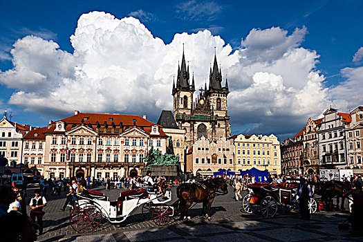 泰恩教堂,城镇广场,老城,布拉格,捷克共和国