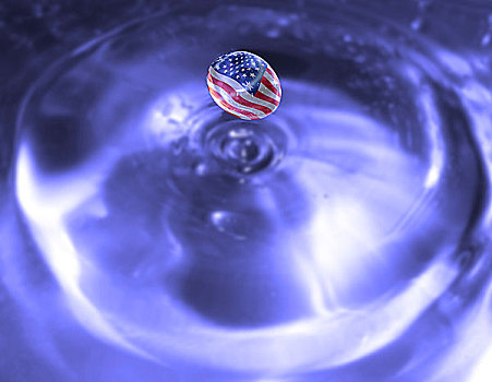 美国国旗,水滴