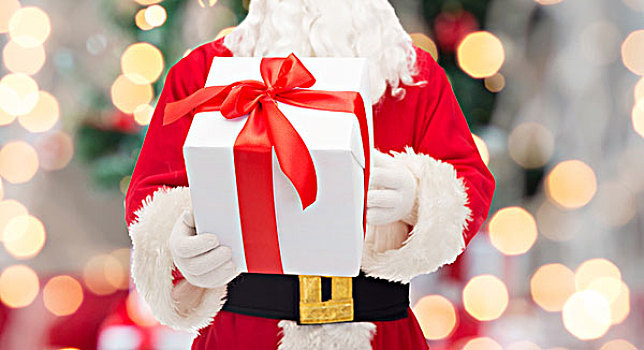 圣诞节,休假,人,概念,特写,圣诞老人,礼盒,上方,树,背景