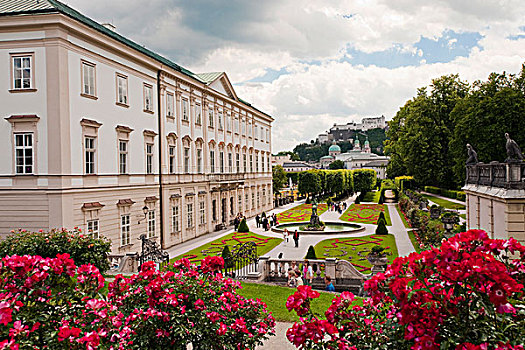 米拉贝尔,宫殿,花园,霍亨萨尔斯堡城堡,城堡,萨尔茨堡,奥地利,欧洲