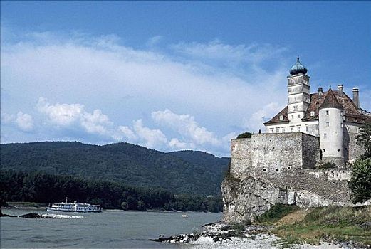 城堡,多瑙河,瓦绍,奥地利,欧洲