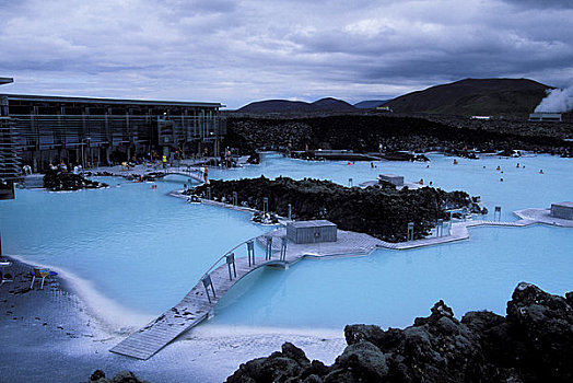 冰岛,靠近,雷克雅未克,蓝色泻湖,热,区域,水疗,人,水池