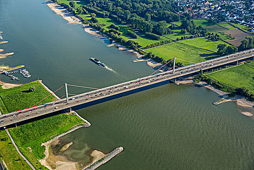 高速公路,局部,桥,上方,莱茵河,莱茵兰,北莱茵威斯特伐利亚,德国
