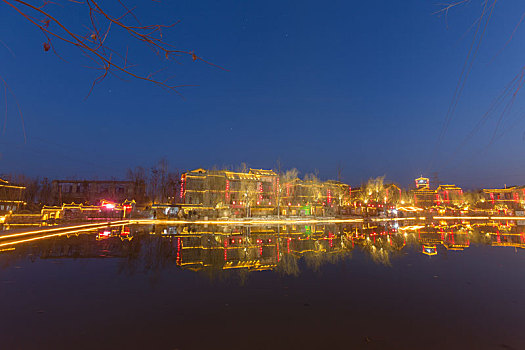 陕西西安周至沙沙河水街夜景