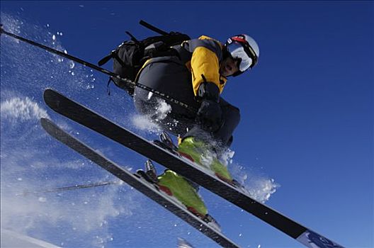 滑雪者,跳跃,策马特峰,瓦莱,沃利斯,瑞士,欧洲