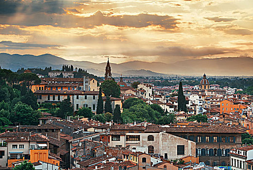 佛罗伦萨,天际线,风景,屋顶