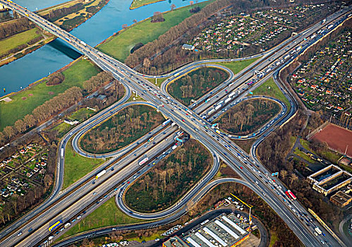 高速公路,连通,立交桥,杜伊斯堡,地区,北莱茵威斯特伐利亚,德国,欧洲