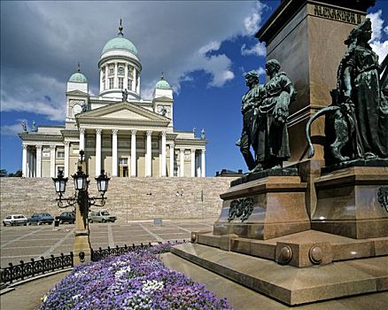 赫尔辛基,大教堂,教堂,纪念,雕塑,参议院,芬兰