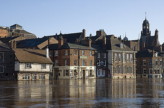 英格兰,北约克郡,建筑,洪水,河,国王