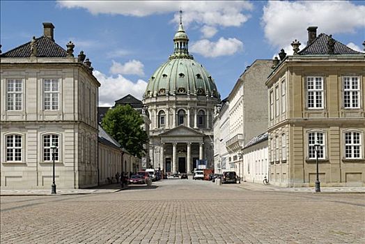 皇宫,教堂,大理石,哥本哈根,丹麦,斯堪的纳维亚,欧洲