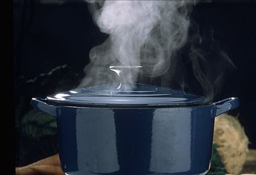 蒸汽,蓝色,锅,盖子