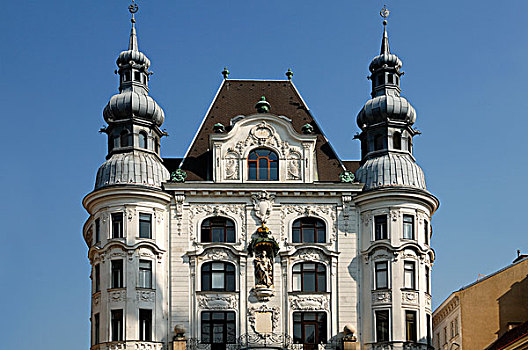 房子,雕塑,弗雷德里克,市中心,维也纳,奥地利,欧洲