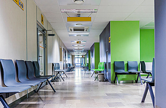 走廊,椅子,病患,现代,医院