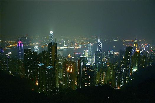 俯拍,摩天大楼,城市,维多利亚港,香港岛,香港,中国