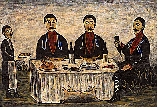 三个男人,餐饭,20世纪,艺术家