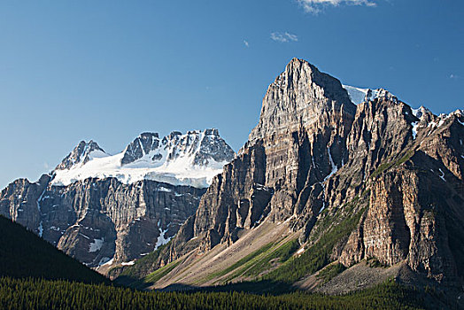山峰,峭壁,蓝天,艾伯塔省,加拿大