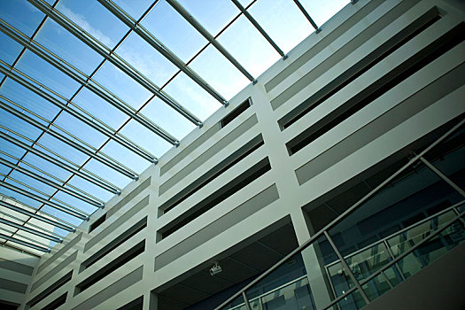 玻璃屋顶,室内,现代办公室,建筑