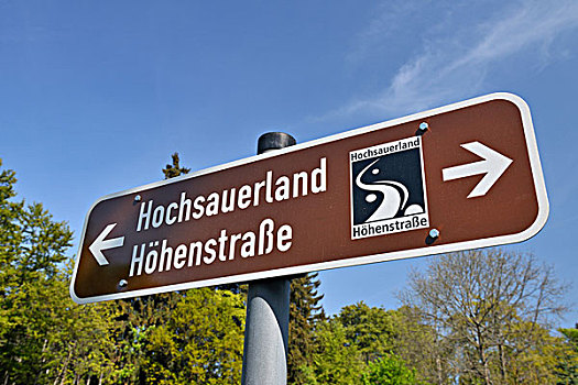 景色,驾驶,路线,标识,藻厄兰,北莱茵-威斯特伐利亚,德国