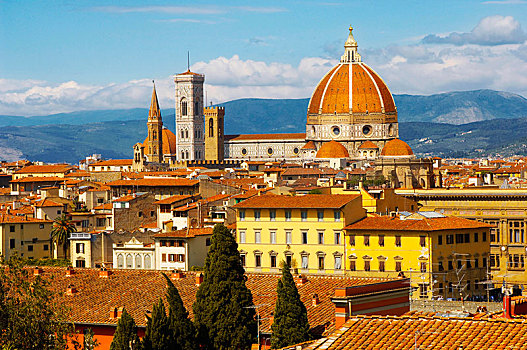 中央教堂,大教堂,上方,屋顶,佛罗伦萨,意大利,欧洲