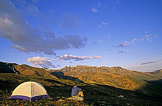 边远地区,露营,墓碑,山峦,育空地区,加拿大