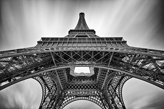 巴黎,埃菲尔铁塔,仰拍,长,定时暴光