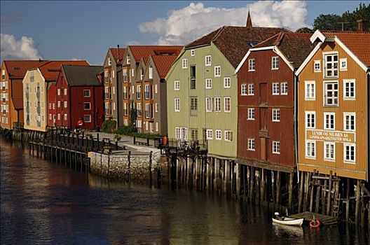木料,建筑,老城,特隆赫姆,挪威