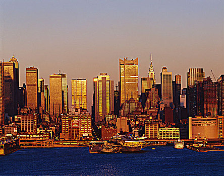 城市天际线,新泽西,黄昏,曼哈顿,纽约,美国
