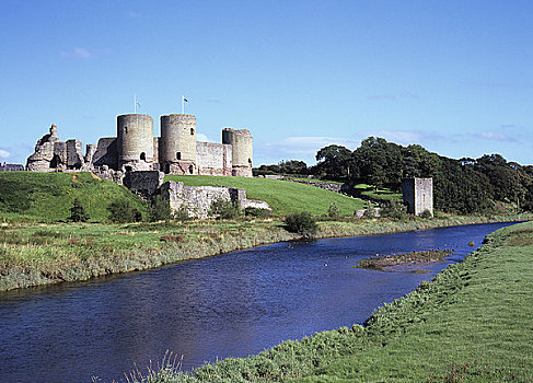北威尔士,登比郡,城堡,堤岸,河,克卢伊达郡,一个,建造,威尔士