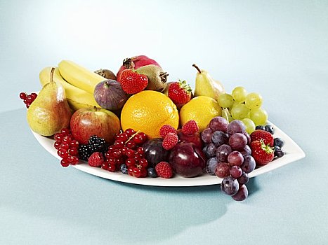 水果静物,椭圆,盘子