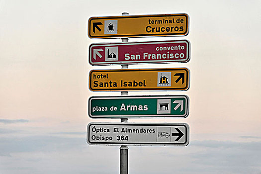 路标,哈瓦那,沿岸,道路,古巴,大安的列斯群岛,加勒比海,中美洲,北美
