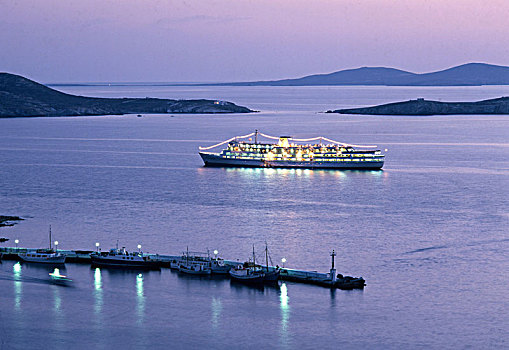 希腊,基克拉迪群岛,米克诺斯岛,游船