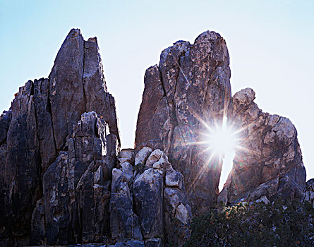 加利福尼亚,约书亚树国家公园,光线,光泽,花冈岩,石头,窗户,大幅,尺寸