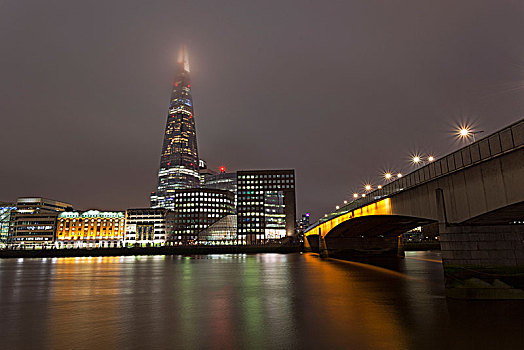 碎片,伦敦桥,多云,晚间,伦敦,英国