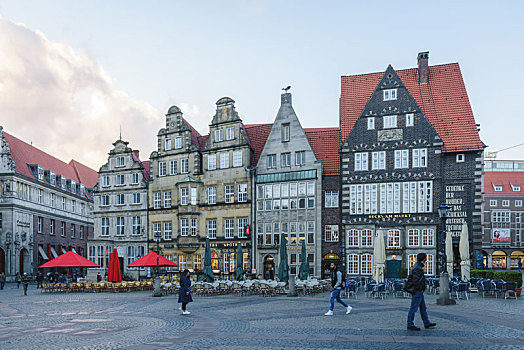 德国不莱梅广场上的老建筑,世界文化遗产
