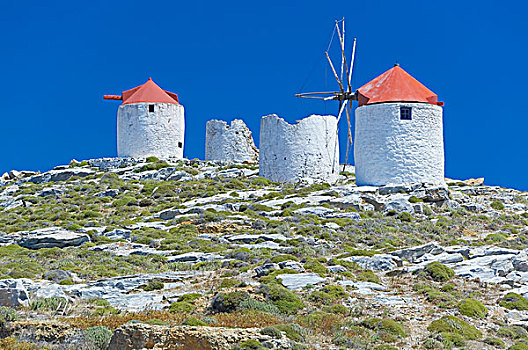 传统,风车,阿莫尔戈斯岛,岛屿,基克拉迪群岛,希腊,欧洲