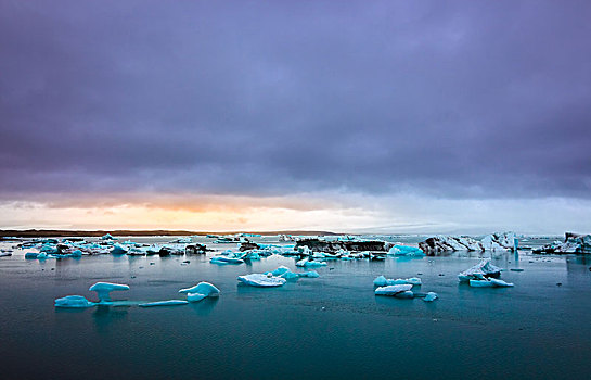冰山,冰河,泻湖,杰古沙龙湖,东方,冰岛,欧洲