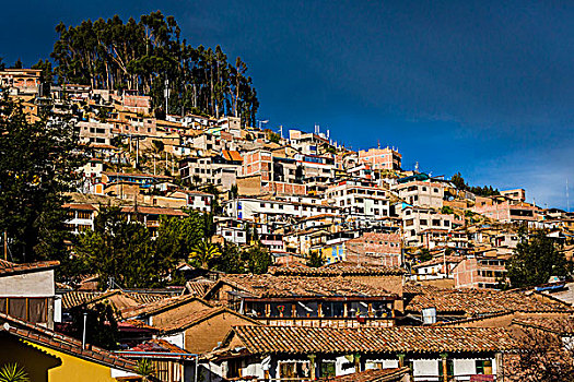 屋顶,家,山,库斯科,秘鲁