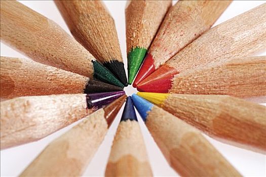 铅笔,蜡笔画,彩色铅笔,放置,形态,圆
