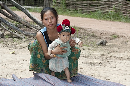 老挝,母亲,婴儿,瑶族