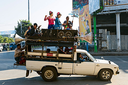 货车,街道,曼德勒,曼德勒省,缅甸,亚洲