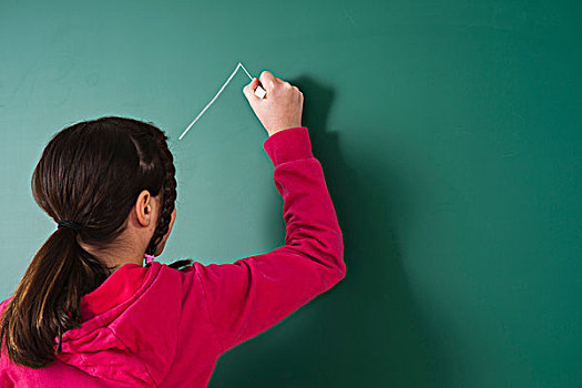 女孩,绘画,黑板,教室,巴登符腾堡,德国