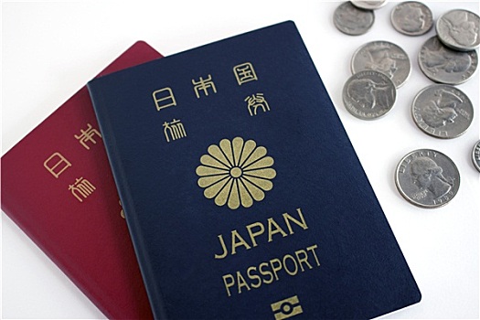 日本,护照,硬币