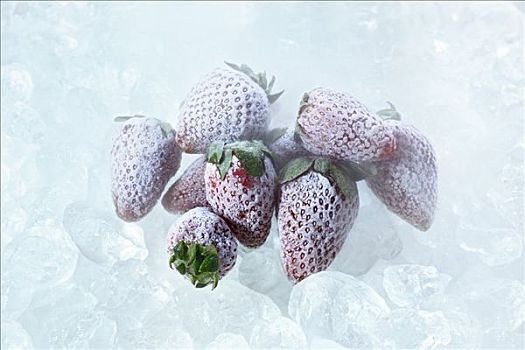 冰冻,草莓,冰块