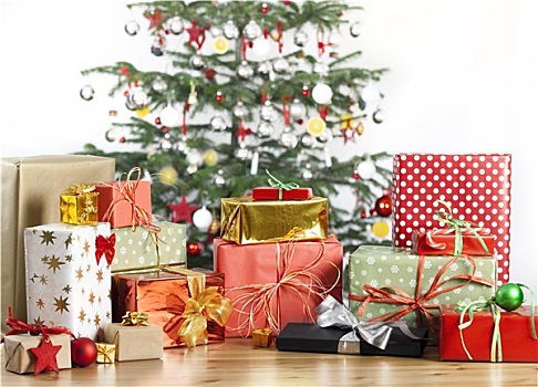 圣诞树,许多,礼物
