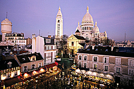巴黎,蒙马特尔,大教堂,小丘广场