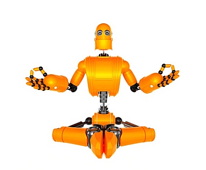 橙色,机器人,冥想,姿势
